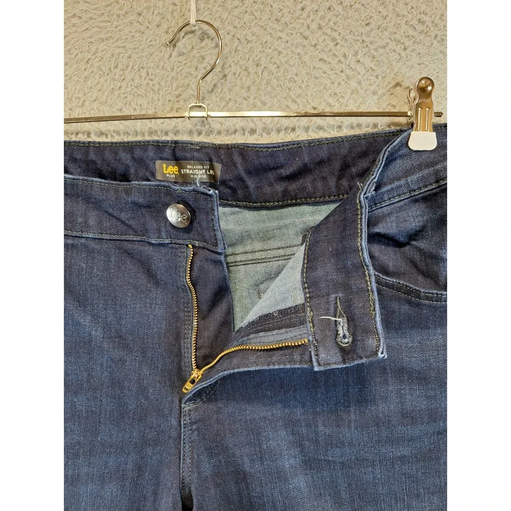 Lee Jeans Womens 16W Long (Fits W37xL31) Blue Relaxed Fit Straight‎ Leg Mid Rise